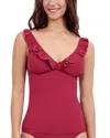 Profile By Gottex D Cup V Neck Ruffle Trim Tankini