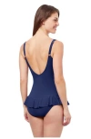 Profile By Gottex Dandy Deep V Neck One-piece In Navy