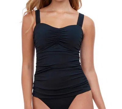Profile By Gottex D-cup Scoop Neck Shirred Tankini Top In Tutti Frutti Black In Multi