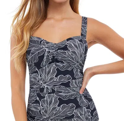 Profile By Gottex D-cup Shirred Underwire Tankini Top In Soiree In Gray