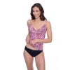 Profile By Gottex Pretty Wild Round Neck Tankini Swim Top In Blue