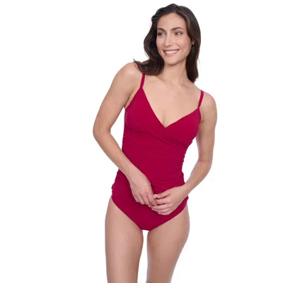 Profile By Gottex Devine Surplice Tankini Swim Top In Red