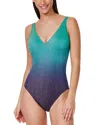 Profile By Gottex Dream V Neck One Piece Swimsuit In Green