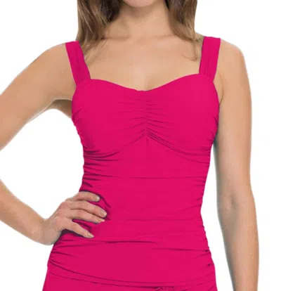 Profile By Gottex E-cup Shirred Tankini Top In Tutti Frutti Raspberry