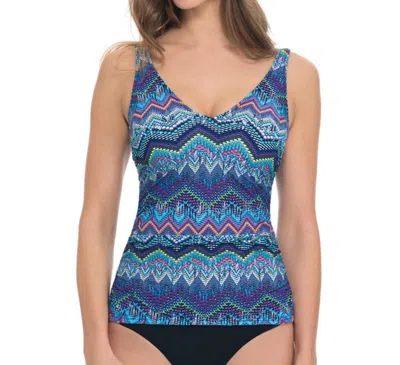 Profile By Gottex E-cup V-neck Tankini Top In Skyline In Multi