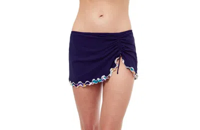 Profile By Gottex Lettuce Hem Swim Skirt In Navy