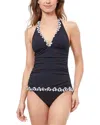 Profile By Gottex V-neck Halter Tankini Top In Spritz Navy