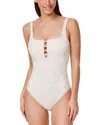 Profile By Gottex Floral Square Neck One Piece Swimsuit In Neutral