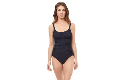 Profile By Gottex Florence Allover Shirring One Piece Swimsuit In Black