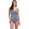 Profile By Gottex Black Swan D-cup Tankini In Jeans & White