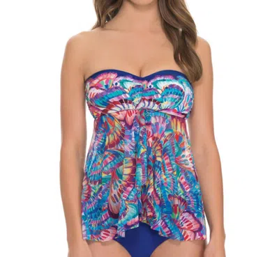 Profile By Gottex Fly Away Bandeau Tankini Top In Madame Butterfly In Multi