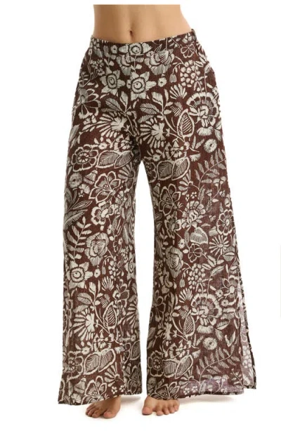 Profile By Gottex Garden Mist Linen Beach Pant Cover-up In Brown