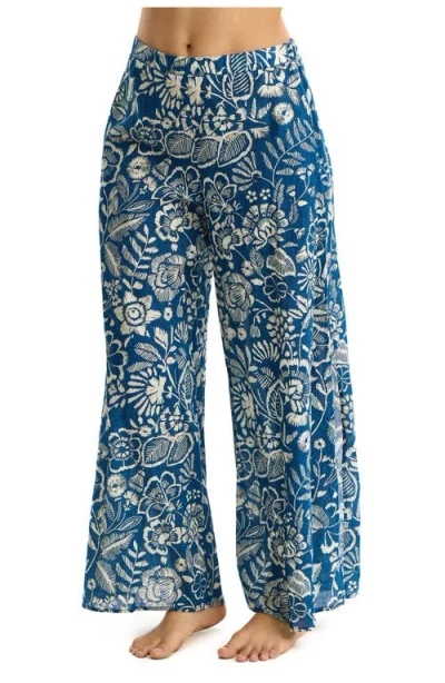 Profile By Gottex Garden Mist Linen Beach Pant Cover-up In Denim