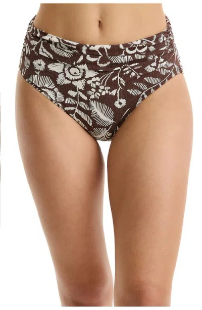 Profile By Gottex Garden Mist Shirred High Waist Swim Bottom In Brown