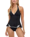 Profile By Gottex Belle Curve Peplum Tankini Top In Navy In Black White
