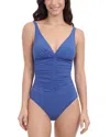 Profile By Gottex Gottex Solo D Cup V Neck One Piece Swimsuit In Blue