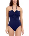Profile By Gottex Halter Bandeau One Piece Swimsuit In Navy
