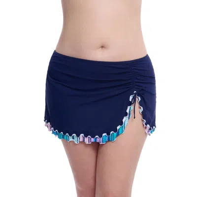 Profile By Gottex Harmony Full Figure Navy Ruffle Trim Women's Skirted Swim Bottom