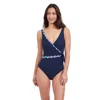 Profile By Gottex Harmony Tricolore Solid Surplice One Piece