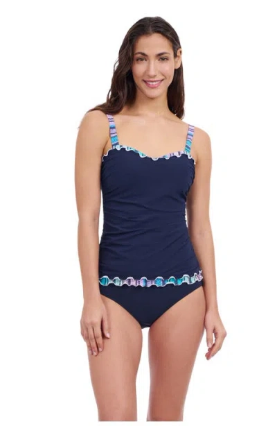 PROFILE BY GOTTEX PROFILE BY GOTTEX HARMONY UNDERWIRE D CUP RUCHED SOLID TRICOLORE TANKINI