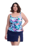 Profile By Gottex Holi Full Figure Center Ruched Tankini Underwire Swim Top In Blue Multi