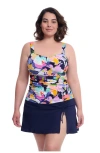 Profile By Gottex Holi Full Figure Center Ruched Tankini Underwire Swim Top In Multi