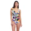 Profile By Gottex Holi Ruffle V Neck Surplice Tie Knot One Piece
