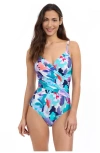 Profile By Gottex Holi V Neck Surplice One Piece In Blue Multi