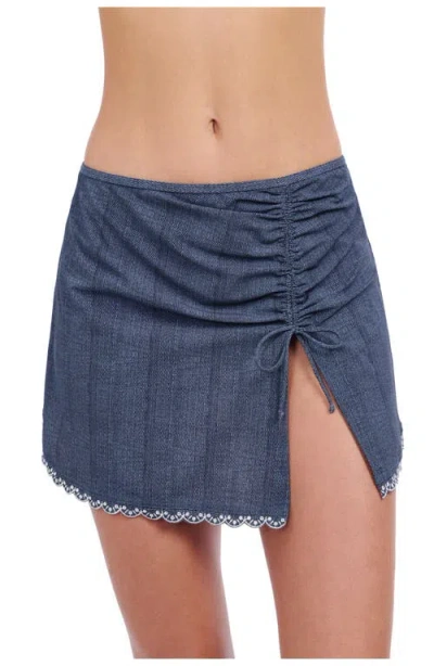 Profile By Gottex Isabelle Side Slit Skirt Pant In Jeans