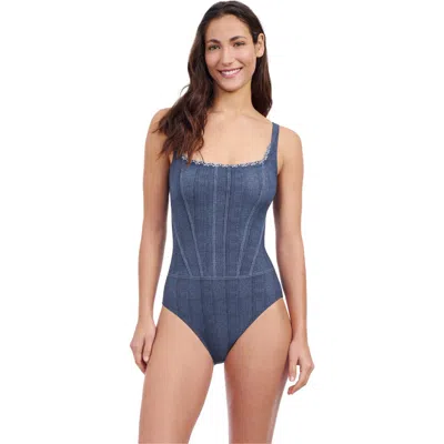 Profile By Gottex Isabelle Square Neck Underwire One Piece In Jeans