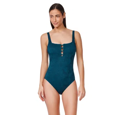 Profile By Gottex Jolene Textured Square Neck One Piece In Black