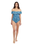 Profile By Gottex Juliette Off-shoulder Ruffle Tankini In Teal