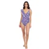 Profile By Gottex Summer Time Crossover Ruffle One Piece Swimsuit In Multi