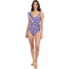 Profile By Gottex Summer Time Crossover Ruffle One Piece Swimsuit In Navy