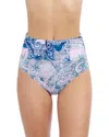 Profile By Gottex Karma Shirred High-waist Bikini Bottom In Blue