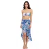 Profile By Gottex Karma High Low Wrap Skirt With Ruffle Details In Blue