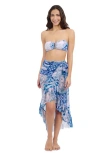 Profile By Gottex Karma High Low Wrap Skirt With Ruffle Details In Blue
