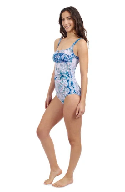Profile By Gottex Karma Round Neck U-wire Tankini In Blue Multi