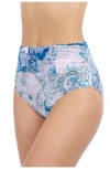 Profile By Gottex Karma Shirred High-waist Bikini Bottom In Blue Multi