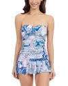 Profile By Gottex Karma Sweetheart Bandeau Swimdress One Piece In Blue Multi