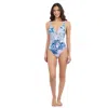 Profile By Gottex Karma V Neck Underwire Insert One Piece In Blue