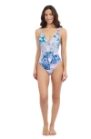 Profile By Gottex Karma V Neck Underwire Insert One Piece In Blue Multi