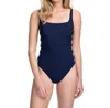 Profile By Gottex Lace Up Side Shirred One Piece Swimsuit In Moto Navy Pink In Multi