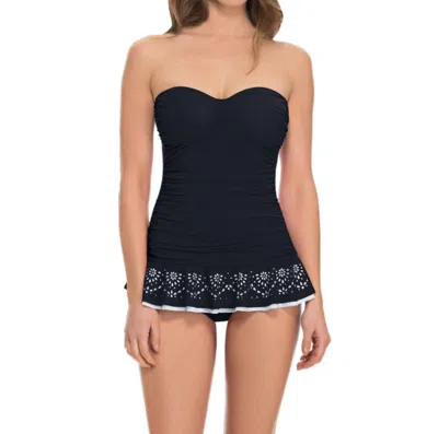 Profile By Gottex Laser Cut Bandeau Swimdress In Tutti Frutti Black