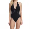 Profile By Gottex Lavish Elegance V-neck Halter Swimsuit In Black