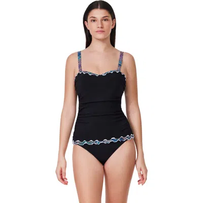 Profile By Gottex Layla Tricolore D-cup Tankini Top In Black