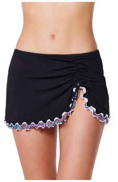 Profile By Gottex Layla Tricolore Side Slit Skirted Bottom In Black