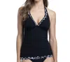 Profile By Gottex Lettuce Ruffle Halter Tankini Top In On The Dot Black