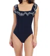 Profile By Gottex Lola Square Neck Ruffle One Piece Swimsuit In Black