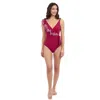 Profile By Gottex Lola V-neck Asymmetrical Laser Ruffle One-piece